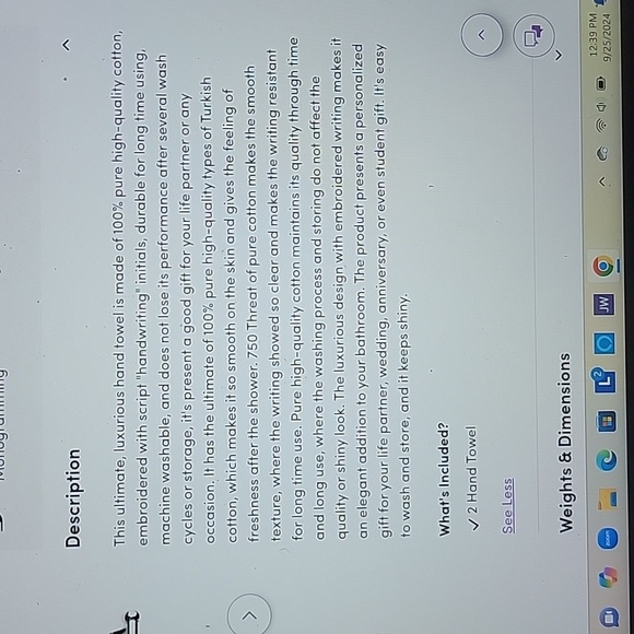 Monogram hand towel NWT - Picture 5 of 9